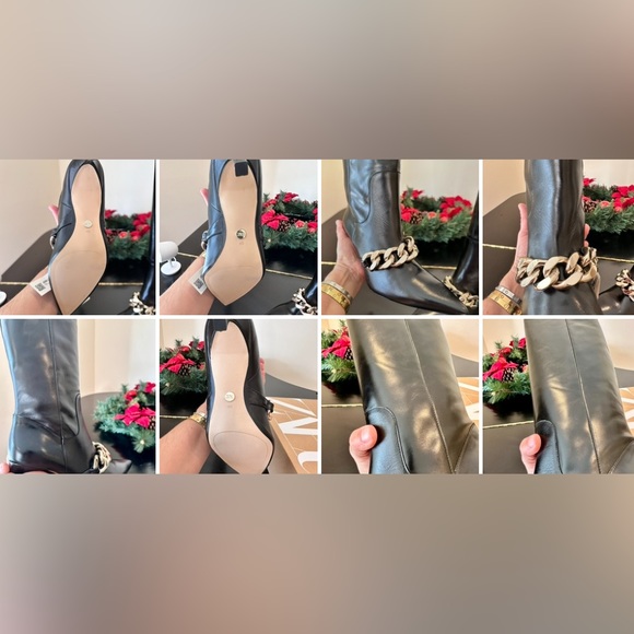 NWT Bloggers Favorite Rare Zara High Heeled Chunky Chain Detail Leather Boots - Picture 14 of 17